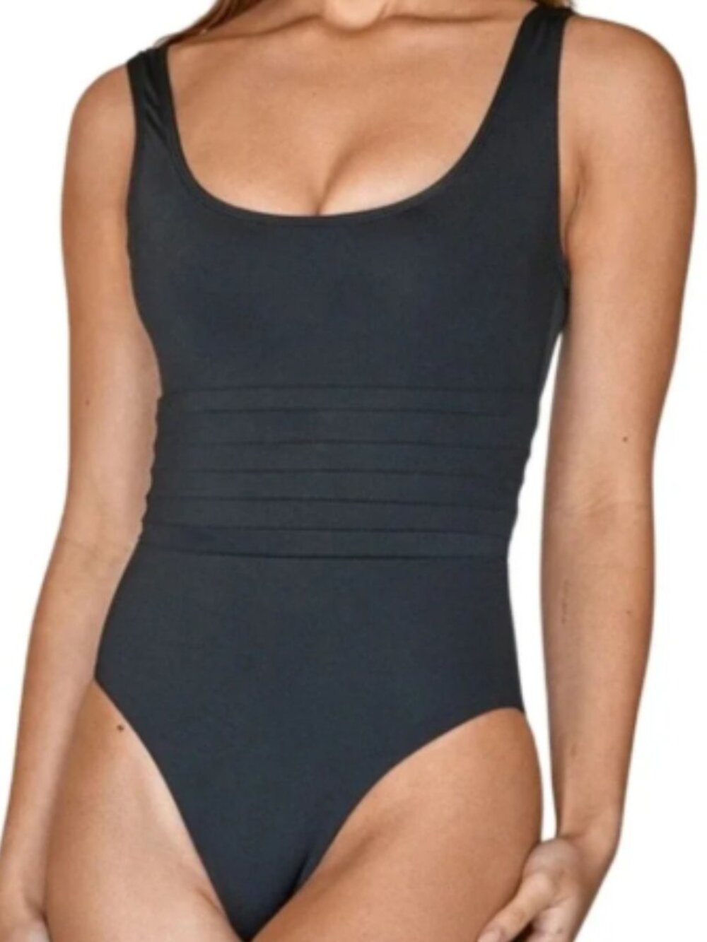 Monday Swimwear Corsica One Piece Black Cinched Waist Swimsuit size L